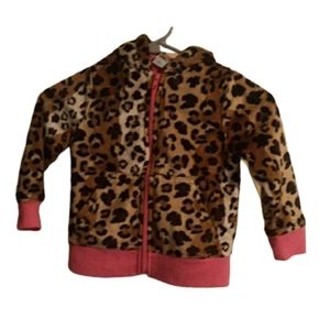 Girls HEALTHTEX Cheetah print, pink 4T thick zip up Jacket